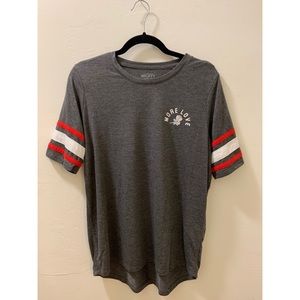 Mighty Fine Gray Shirt with Red/White Details
